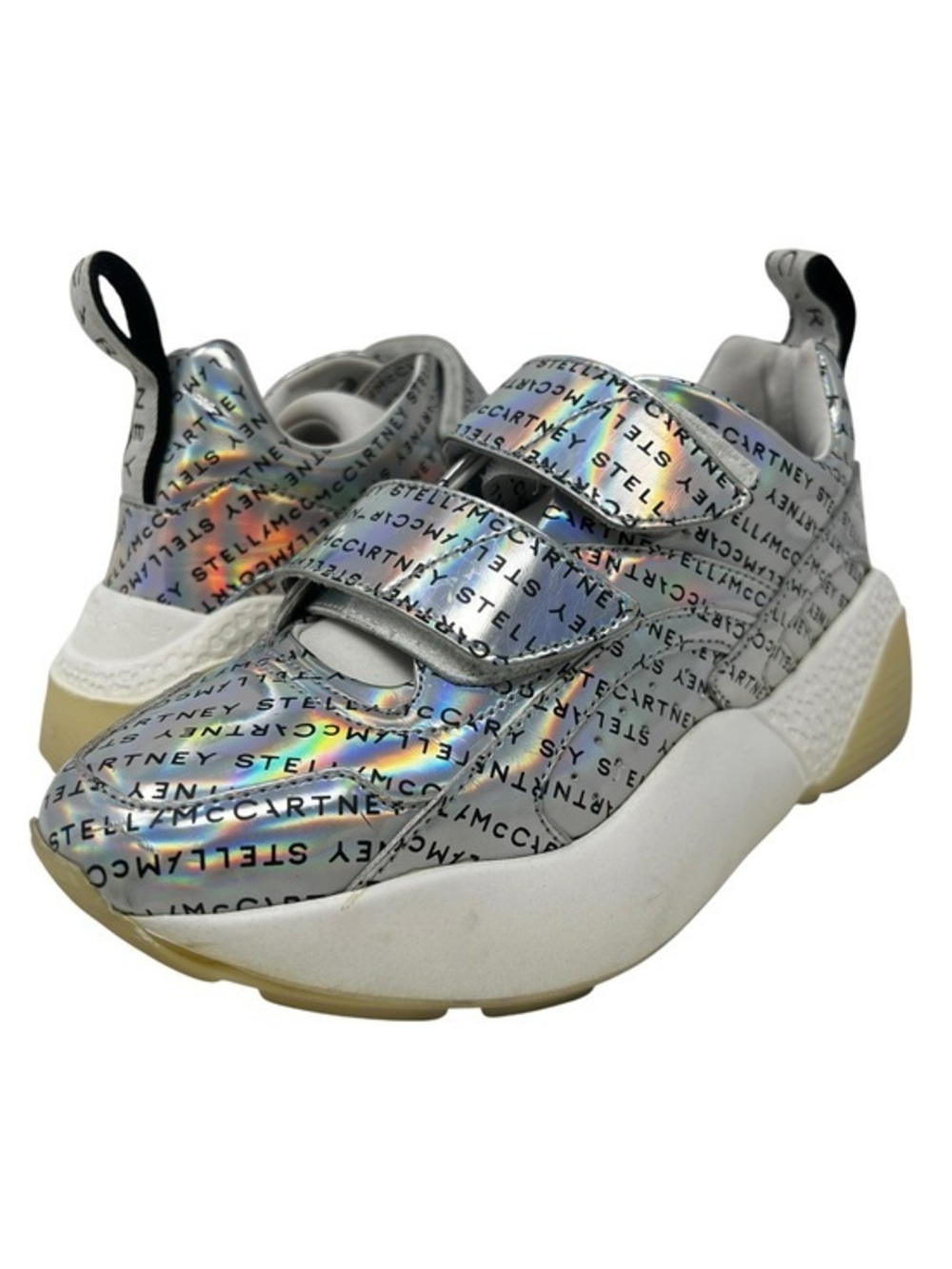 Stella McCartney Iridescent Logo Velcro Athletic Sneakers